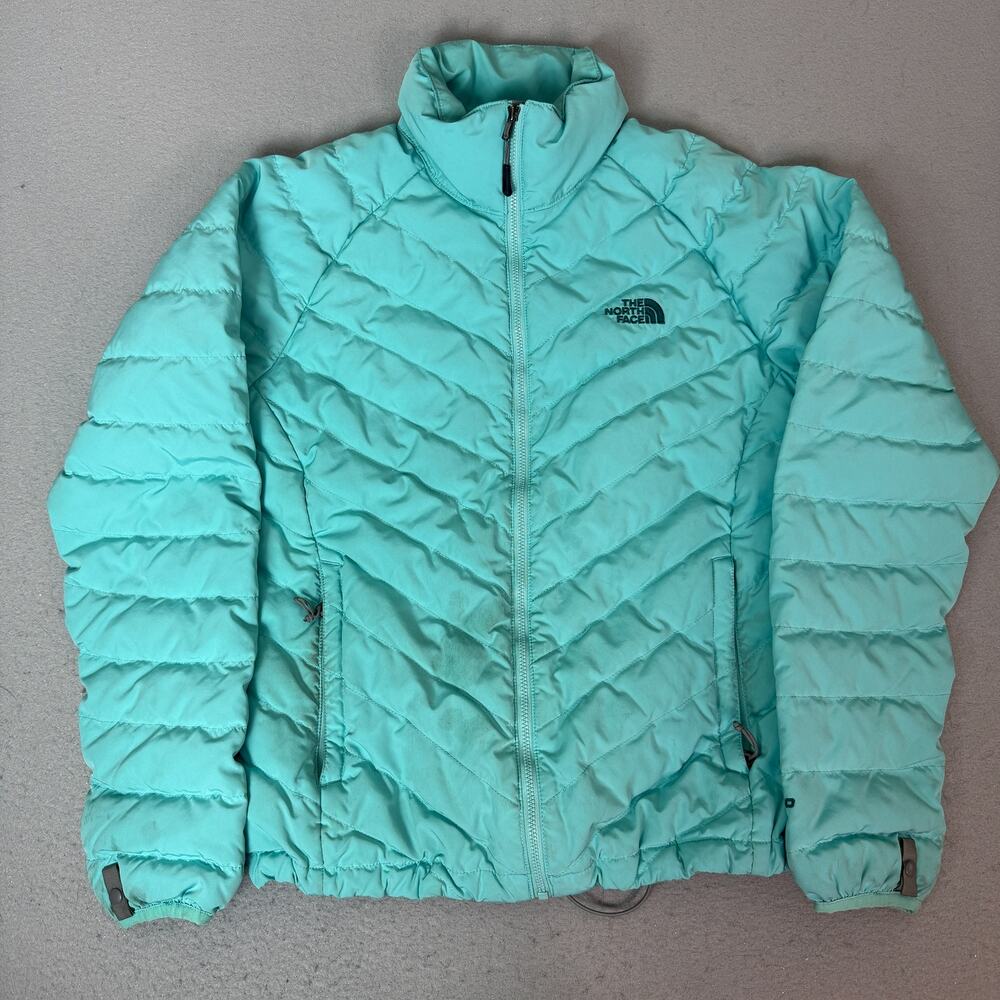 The North Face Women’s M Turquoise Goose Down Puffer Jacket Full Zip Quilted